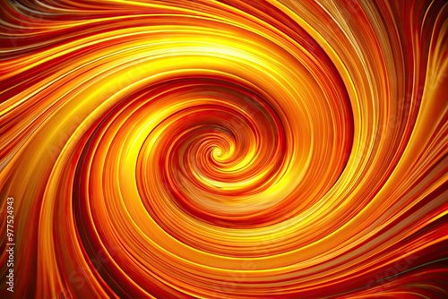 Vibrant orange and yellow swirls form a dynamic spiral, radiating warmth and vitality, conveying the concept of energy, movement, and limitless potential. photo