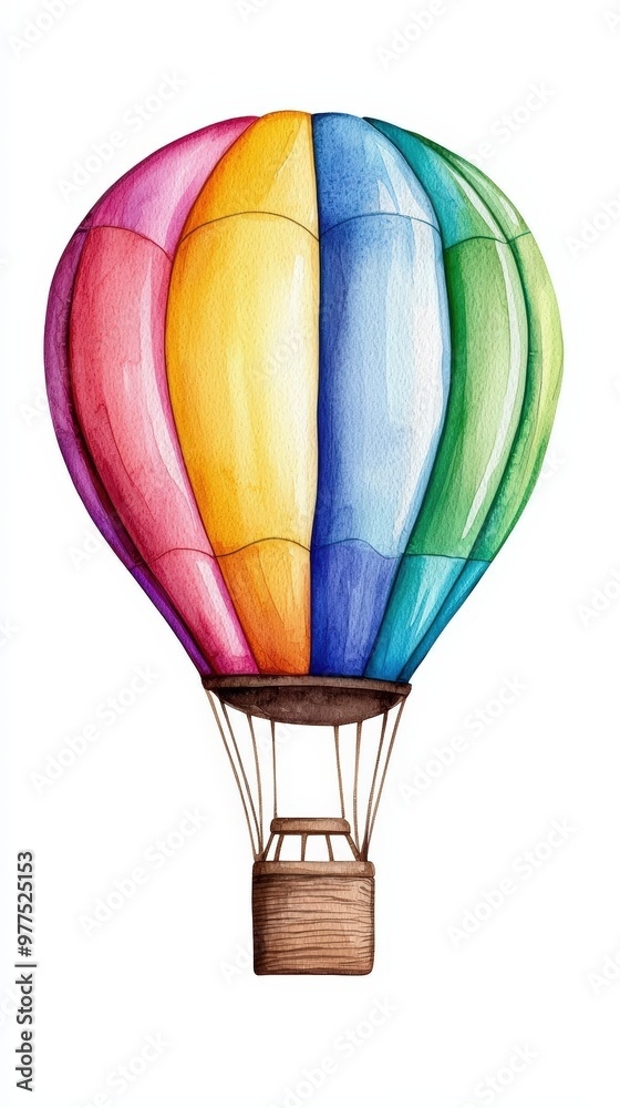 Fototapeta premium A colorful hot air balloon soaring against the sky, embodying joy, adventure, and the spirit of exploration in vibrant hues.