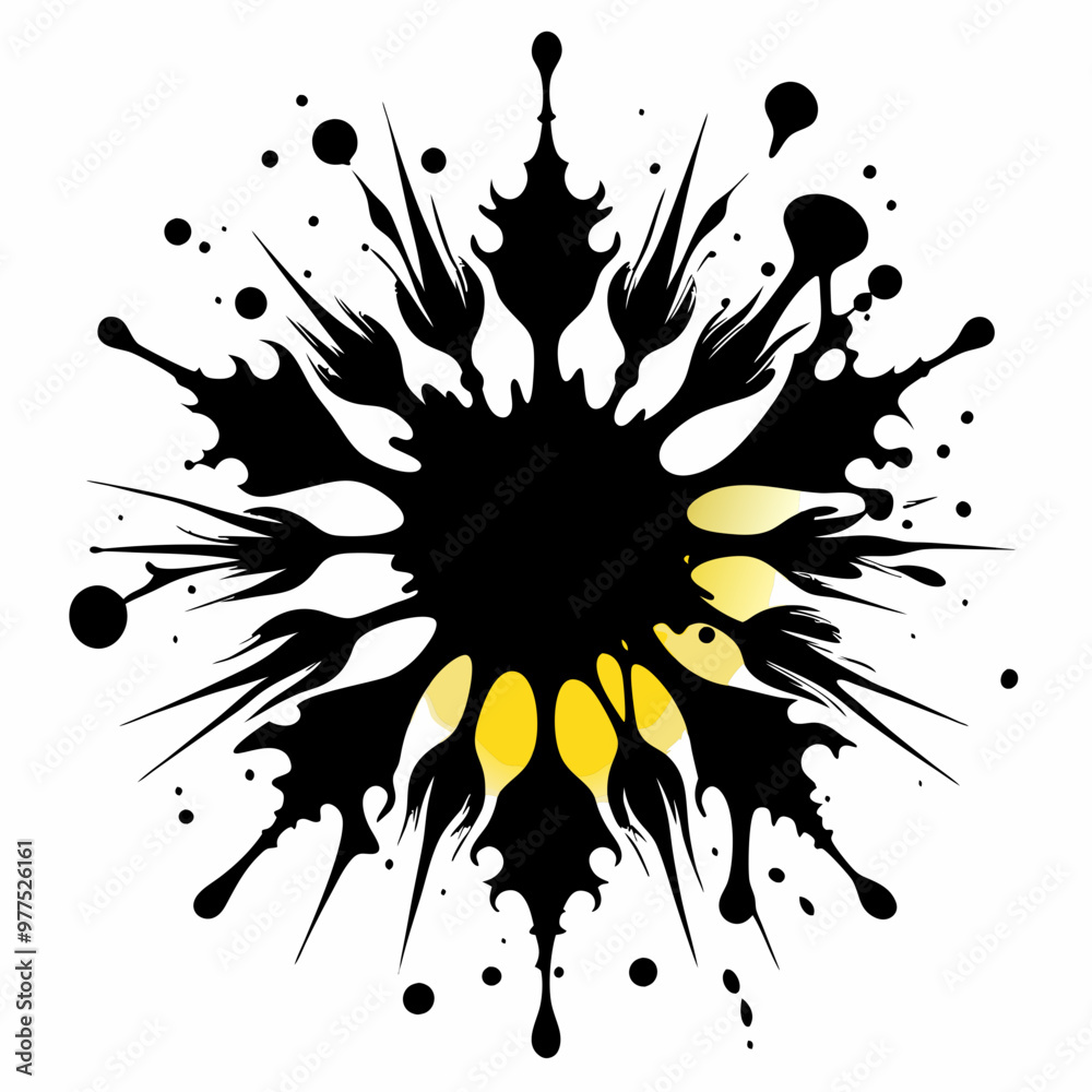 a creative ink splatter in abstract shapes