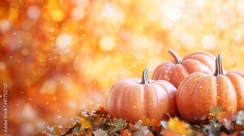 Glittery Pumpkins Autumn Fall Background