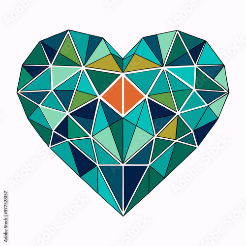 heart made of colorful triangles