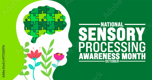 National sensory processing awareness month background or banner design template is observed every year in October. Holiday concept. Template for card, poster, placard, template. eps 10