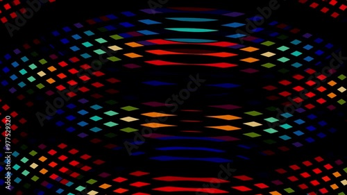 Abstract motion graphics video clip in bright colors on plain black background 4K animated