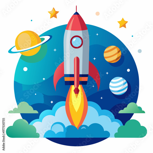 a rocket launching into space