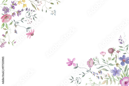 Watercolor floral background. Hand drawn illustration. Vector EPS.