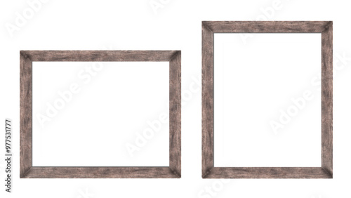 Dark wood textured old photo frame isolated
