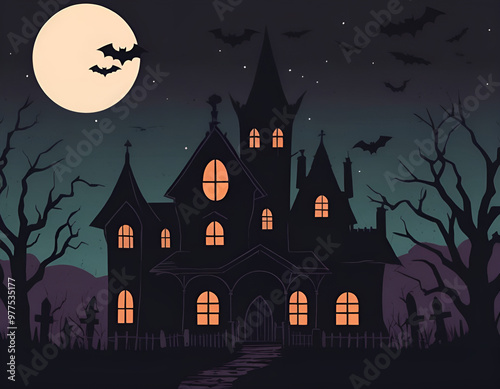 halloween night background, halloween background with house, halloween background with castle