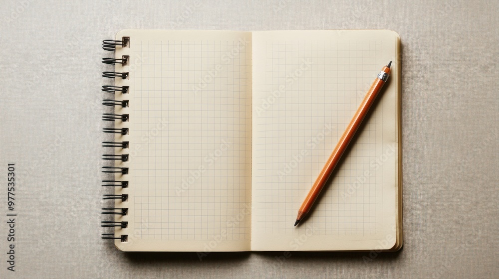 A clean, unmarked notebook page placed on a neutral, isolated background, perfect for use in graphic design. A clean, unmarked notebook page placed on a neutral, isolated background, perfect for use in graphic design.