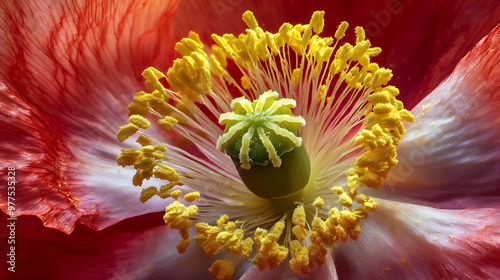 A ultra macro photo of a poppy flower, macro photography photo