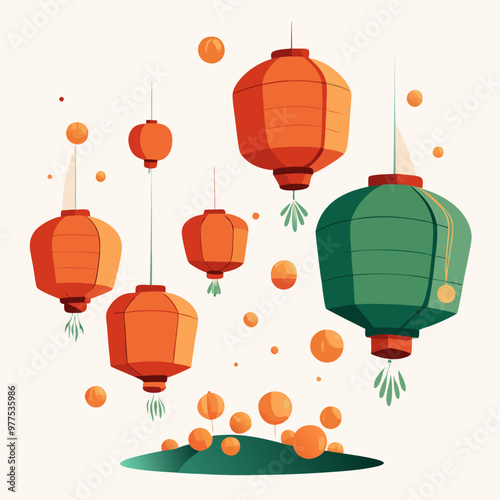 paper lanterns drifting upward