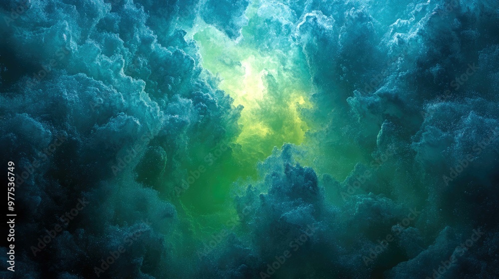 Fototapeta premium Enchanting Gradient of Electric Blues and Neon Greens with a Glowing Center