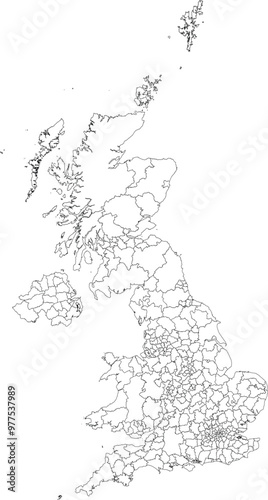 UNITED KINGDOM MAP with its administrative divisions and regions	
