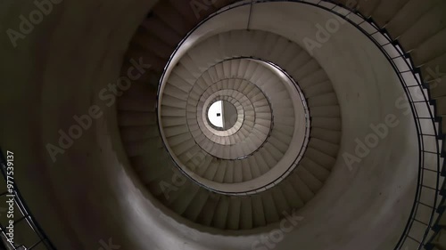 Spiral Stairs at Faro Querandi Lighthouse, Villa Gesell, Argentina - Zoom In - 4K