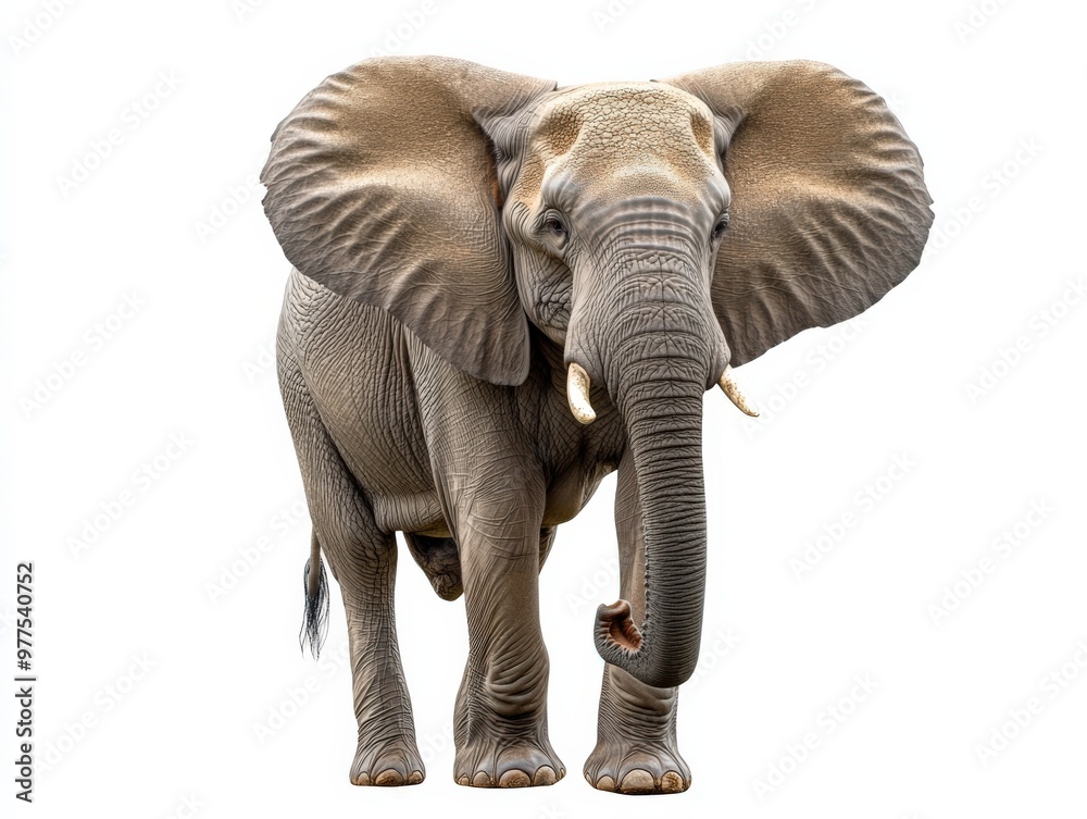 Fototapeta premium Elephant Ears Out. Large African Mammal with Wild Flapping Ears