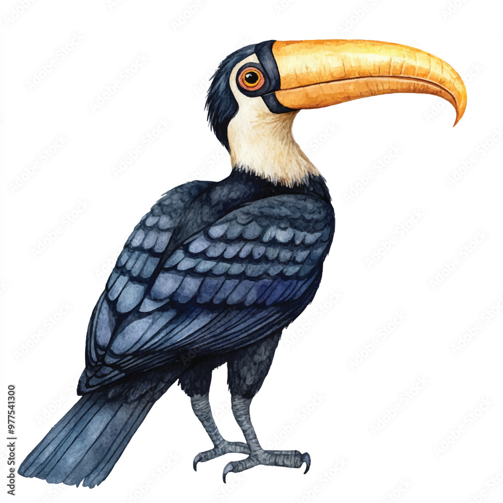 Fototapeta premium Hornbill watercolor clipart illustration isolated