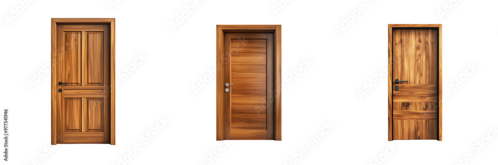 wooden door set isolated on transparent background wooden door set isolated on transparent background