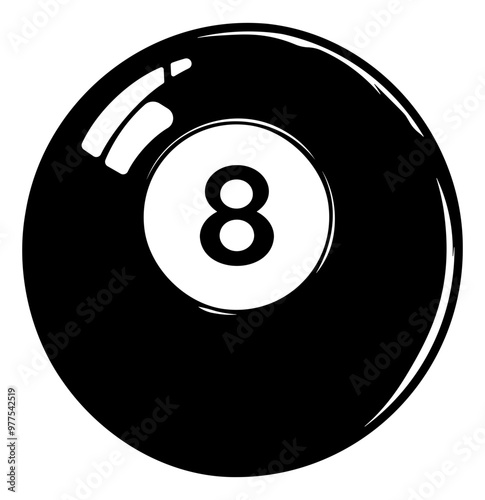 black billiard ball with number eight without background