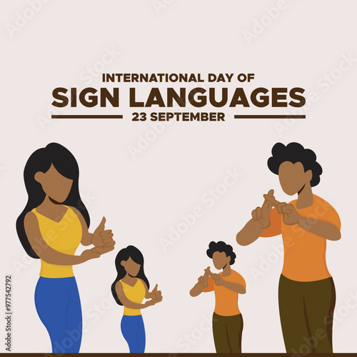 International Day of Sign Languages, 23 September Sign Language day, banner ad, poster, editable template, social media post design, vector or stock illustration, eps file.