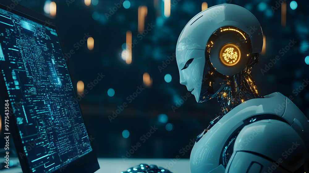 AI chatbot connected to a computer, symbolizing advanced technology and communication - AI chatbot connected to a computer, symbolizing advanced technology and communication -