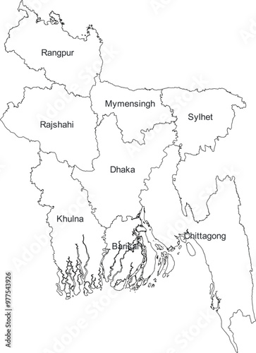 BANGLADESH MAP with its administrative divisions and regions