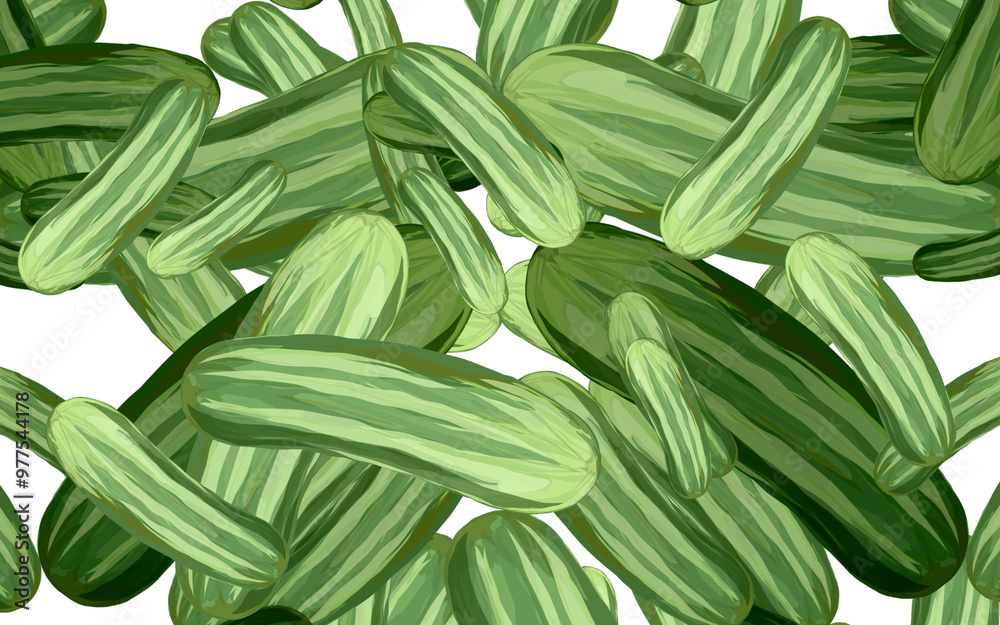 Fototapeta premium illustration of some fresh cucumbers on white background