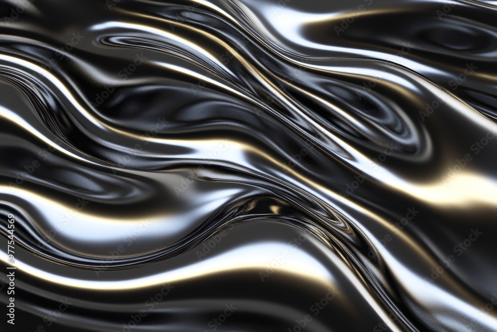 Image of glossy black substance with irregular wavy lines on a full-frame background Image of glossy black substance with irregular wavy lines on a full-frame background