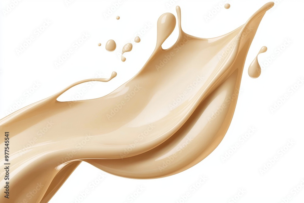 Fototapeta premium The cosmetic smudge smear or swipe is isolated on a clean background, cream liquid tonal foundation splash, beauty product mock up, with Stock.