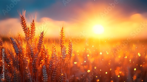 Golden Wheat Field Sunset - Nature Background