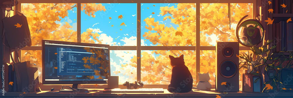 Cozy Anime Autumn Vibes – Paddle Reflection and Fall Colors Cozy Anime Autumn Vibes – Paddle Reflection and Fall Colors