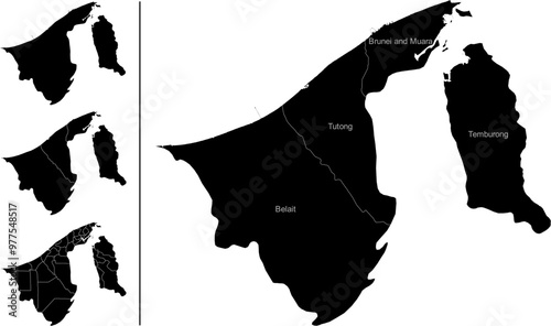 BRUNEI MAP with its administrative divisions and regions