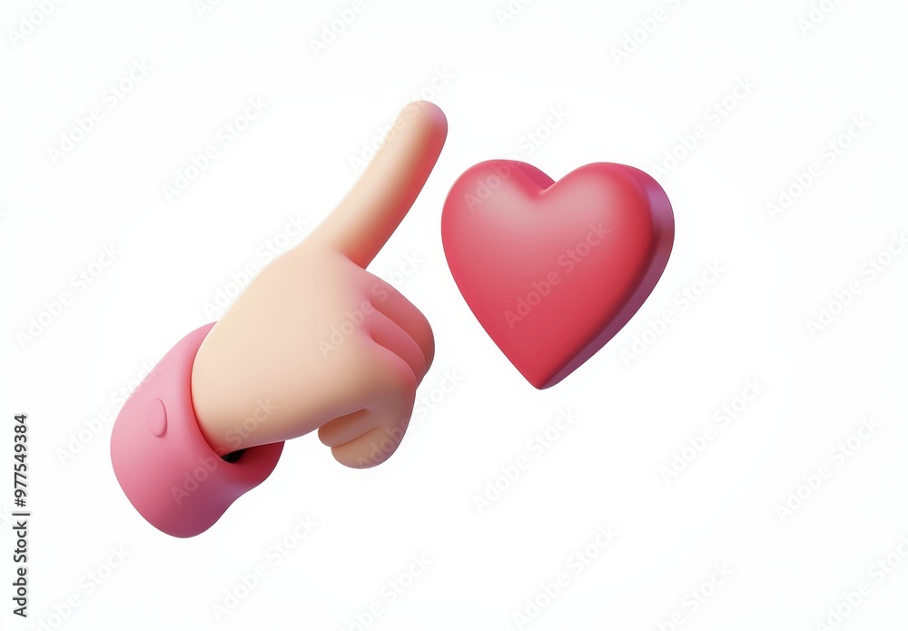 Fototapeta premium Icon element for social media and mock up, cute cartoon hands showing love sign gestures isolated on a black background.