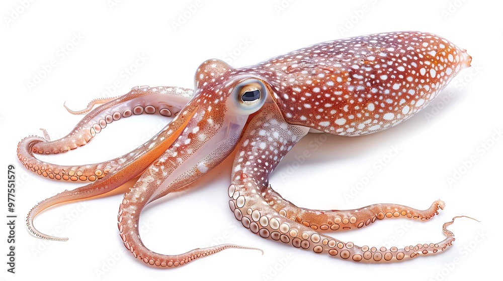 Fresh squid isolated on a white background, featuring a clipping path Fresh squid isolated on a white background, featuring a clipping path