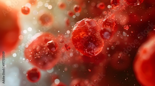 Erythrocytes Flowing Through Artery - 3D Medical Illustration