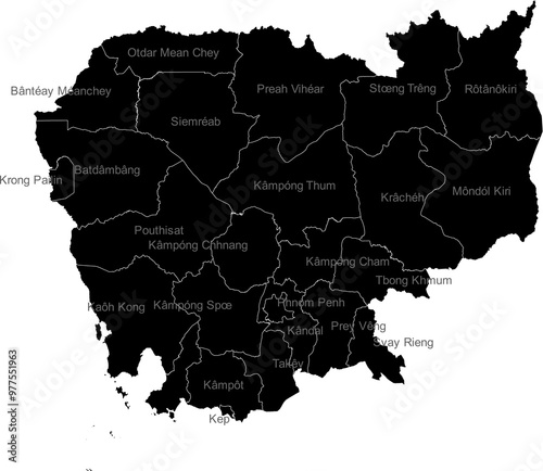 CAMBODIA MAP with its administrative divisions and regions
