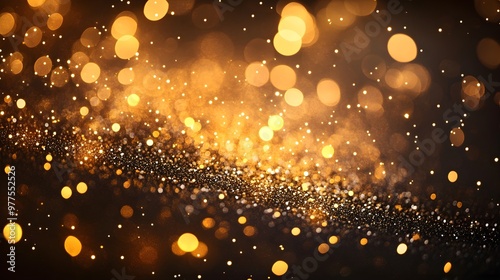 Abstract Golden Glitter Lights Festive Background