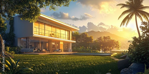 A house villa hotel mansion with a swimming pool designed by AI. A luxury vacation with a luxurious outlook. A graphic art piece based on graphite.