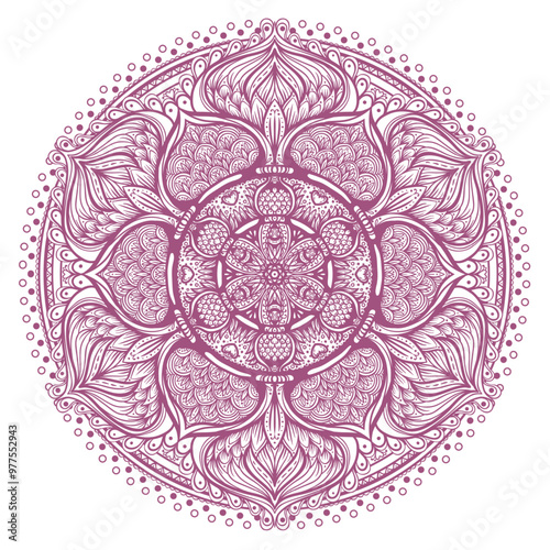 Vector ornamental mandala inspired ethnic art, patterned Indian paisley. Hand...