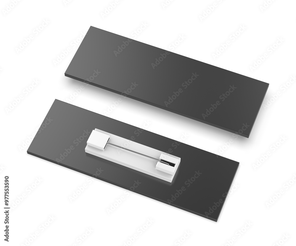 Badge pin brooch. Realistic 3d illustration isolated on white background. Badge pin brooch. Realistic 3d illustration isolated on white background.
