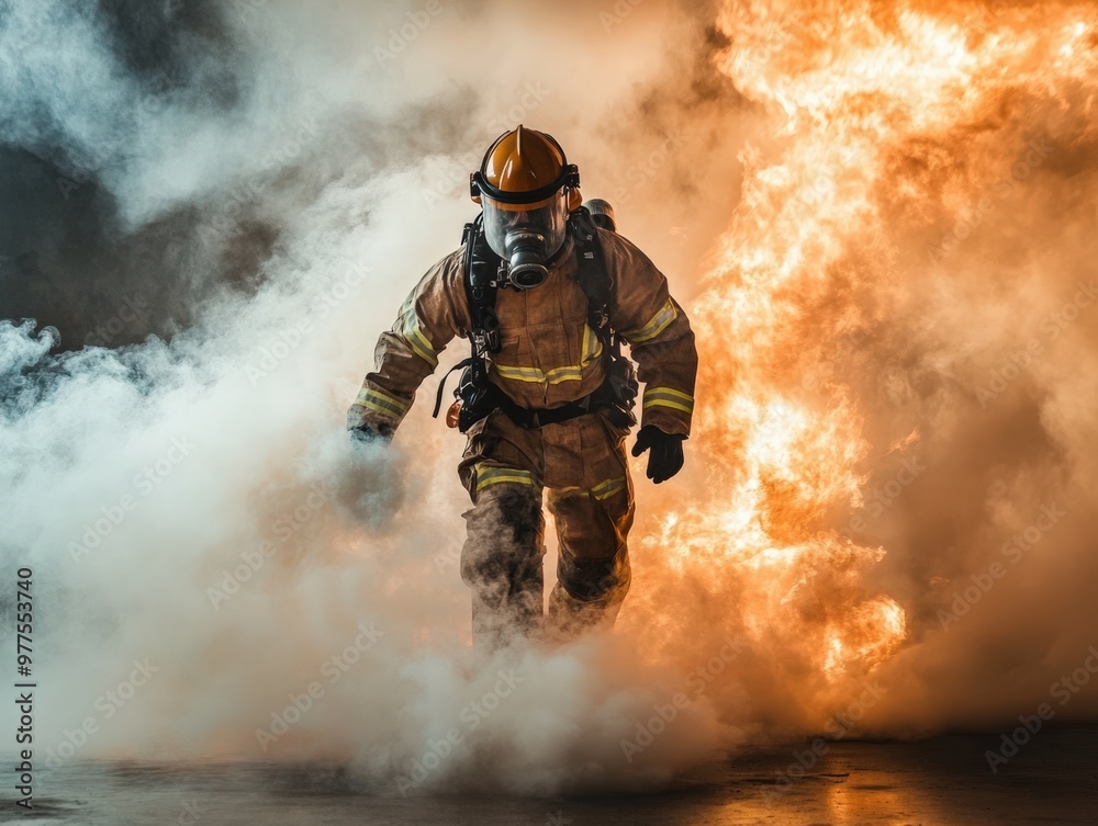 Extinguish the Fire: A Firefighter Deploys Foam to Combat the Smoke and Flames Extinguish the Fire: A Firefighter Deploys Foam to Combat the Smoke and Flames