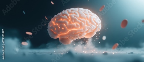 A brain glowing with energy, surrounded by abstract emotional symbols and data, representing the connection between emotion and intelligence.