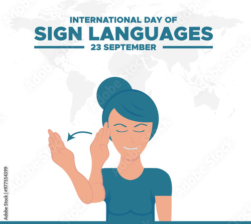 International Day of Sign Languages, 23 September Sign Language day, banner ad, poster, editable template, social media post design, vector or stock illustration, eps file.
