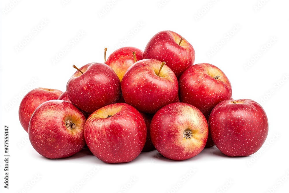 Fresh and delicious bunch of juicy red apples with leaves on a background. Fresh and delicious bunch of juicy red apples with leaves on a background.