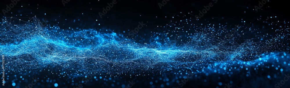 Obraz premium Using blue glowing lights as a background for the abstract technology