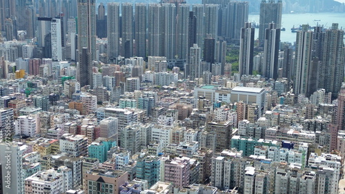 Canvas Print Drone view of Hong Kong