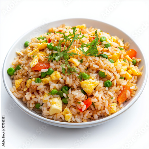 Fried rice on white background 