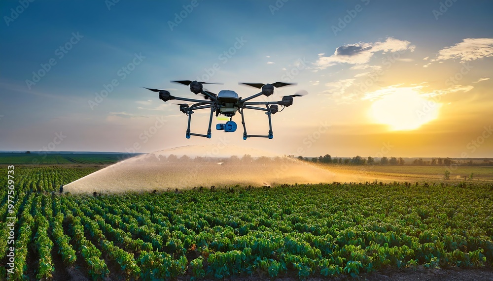 Smart Agriculture Drone for Watering the Lawn in The Garden Smart Agriculture Drone for Watering the Lawn in The Garden