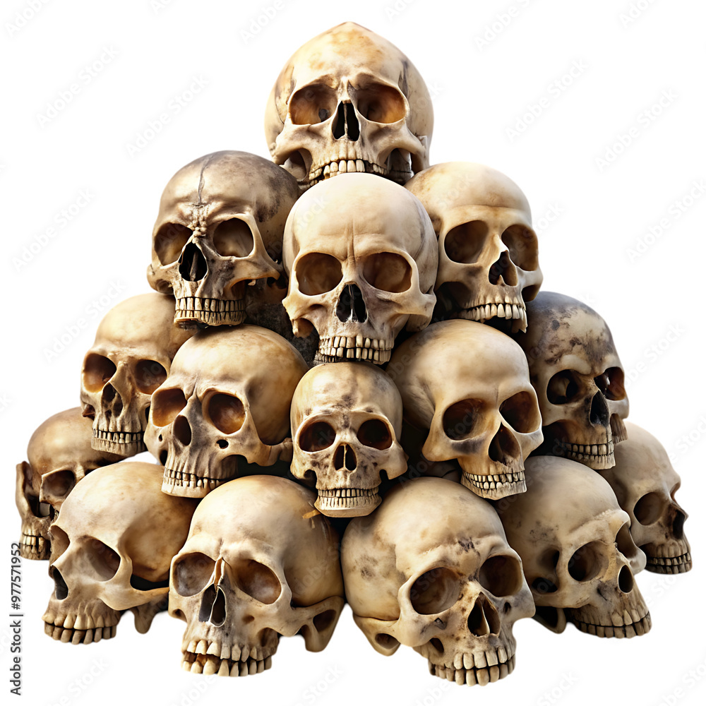 Pile of skull bones on white background Pile of skull bones on white background