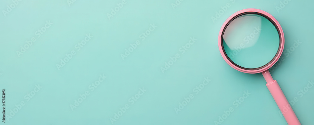 custom made wallpaper toronto digitalA pink magnifying glass rests on soft mint green background, creating calm and inviting atmosphere. This image symbolizes exploration and curiosity, perfect for various creative projects