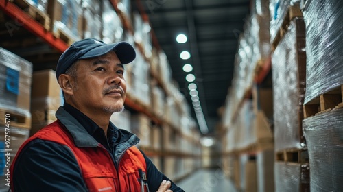 warehouse manager inspecting a large warehouse.