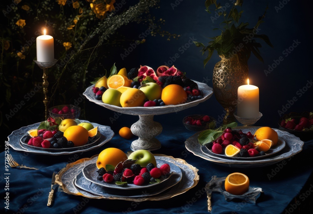 enchanting celestial food captured under moonlit ambiance featuring dishes delicacies bathed soft lunar light, lighting, aesthetic, gourmet, cuisine enchanting celestial food captured under moonlit ambiance featuring dishes delicacies bathed soft lunar light, lighting, aesthetic, gourmet, cuisine